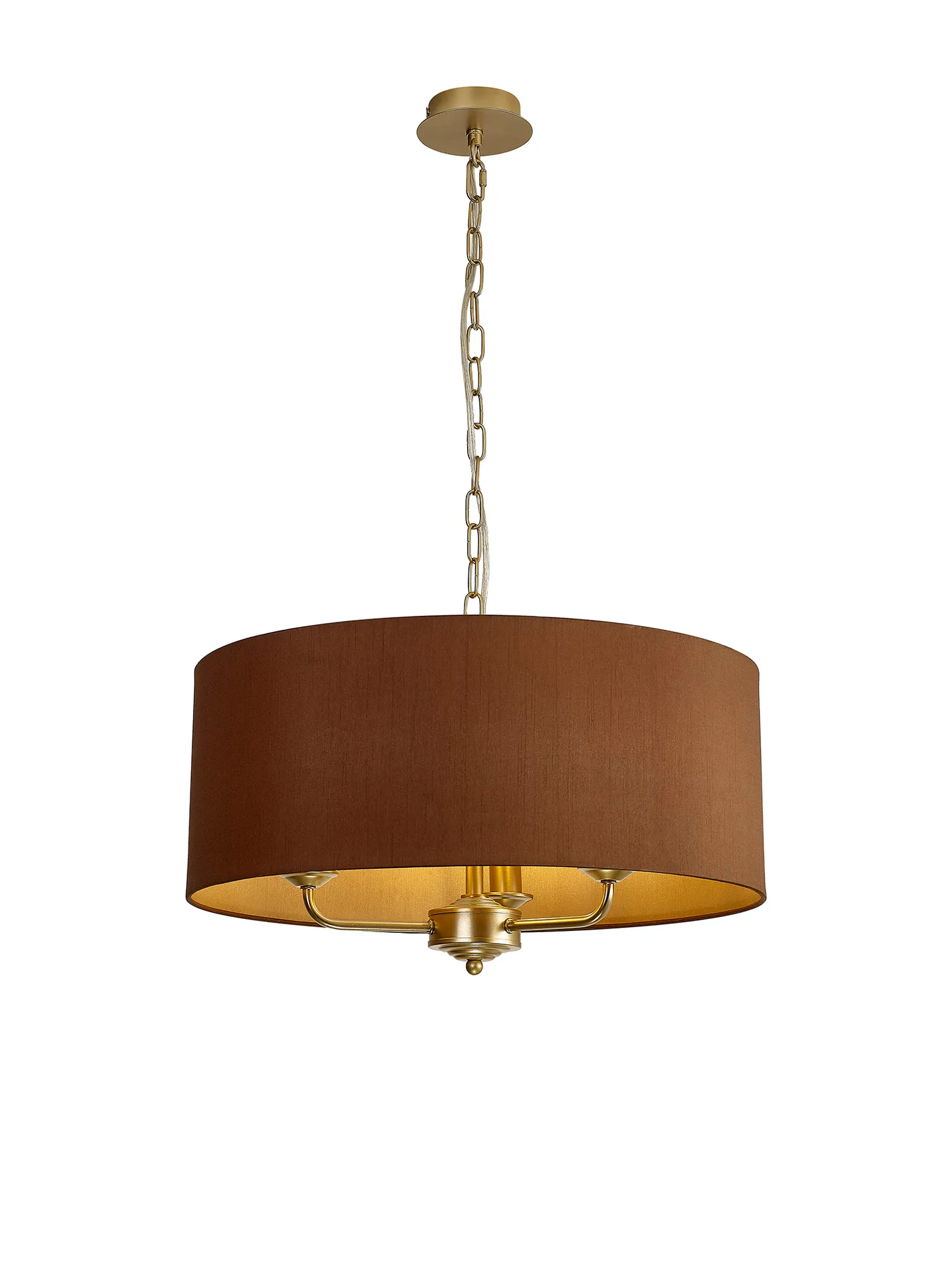 DK0973  Banyan 50cm 3 Light Pendant Champagne Gold, Raw Cocoa/Grecian Bronze